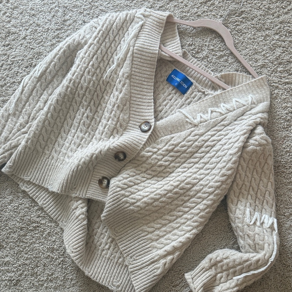 Aelfric Eden Beige Cable Knit Cardigan